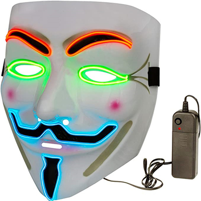 Halloween White LED Face Mask V For Vendetta Mask Anonymous Guy