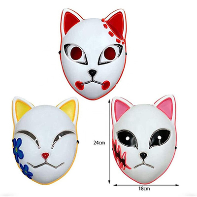 Halloween Demon Slayer Japanese Anime LED Face Mask Light Up For Cosplay