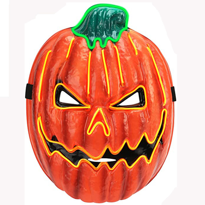 Halloween Pumpkin Light Up Face Mask With Adjustable Rubber Bands