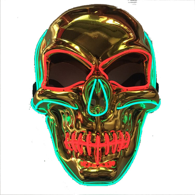 Halloween Scary Skeleton Light Up Full Face Mask Glowing In The Dark  Adults Gold