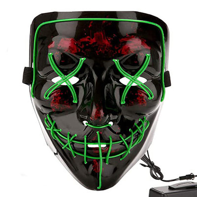 LED Luminous Halloween LED Face Mask Full Face Light Up For Adults