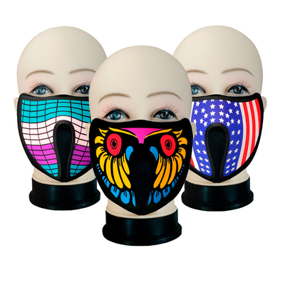 Sound Flashing LED Face Mask With American Flag Drawing Flexible
