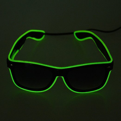 Neon Wire Black Lens Luminous LED Glasses With 2AA Battery Pack