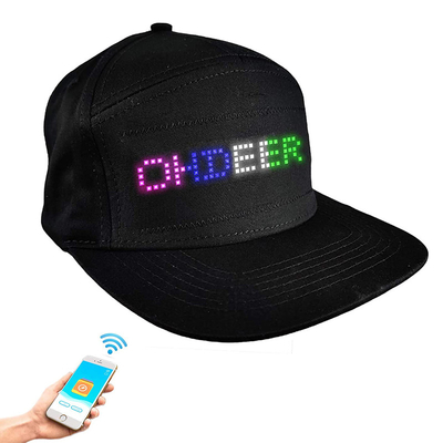 Editing LED Display Hat With Bluetooth App Control Rechargeable Black