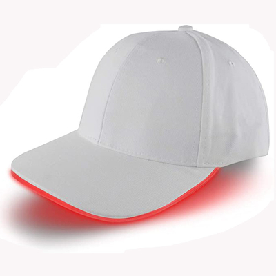 Luminous LED Baseball Caps Hats With Red Lights White Color