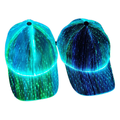 Fiber Optic Luminous LED Baseball Hats USB Rechargeable 7 Glowing Lights