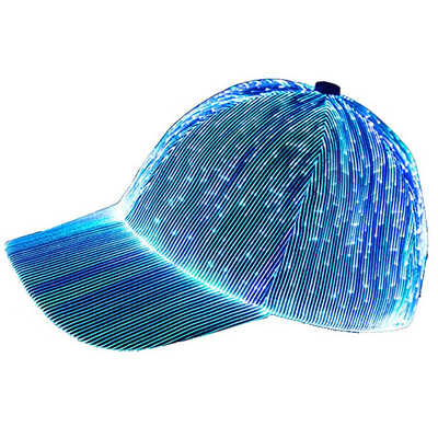 Couple LED Glowing Hats Fiber Optic Flashing Caps USB Recharge