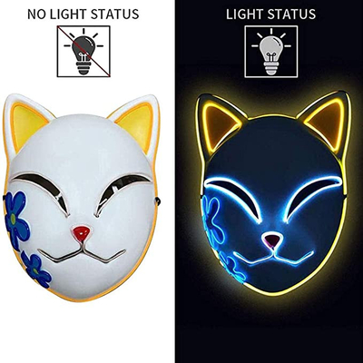 Halloween Demon Slayer Japanese Anime LED Face Mask Light Up For Cosplay