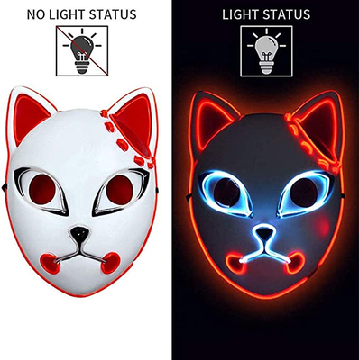Halloween Demon Slayer Japanese Anime LED Face Mask Light Up For Cosplay