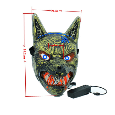 Wolf Animal Scary Halloween LED Face Mask For Men Women Glowing In The Dark