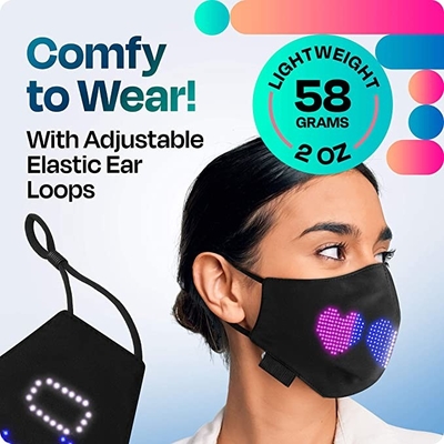 Digital Electronic Display Programmable LED Face Mask For Party Christmas