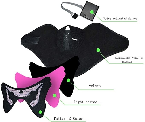 Voice Flashing Led Light Up Face Mask Dust Proof Comfortable To Wear