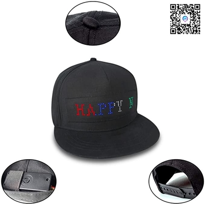 Editing LED Display Hat With Bluetooth App Control Rechargeable Black