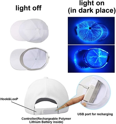 Luminous Glowing Lights White LED Baseball Caps With 7 Colors